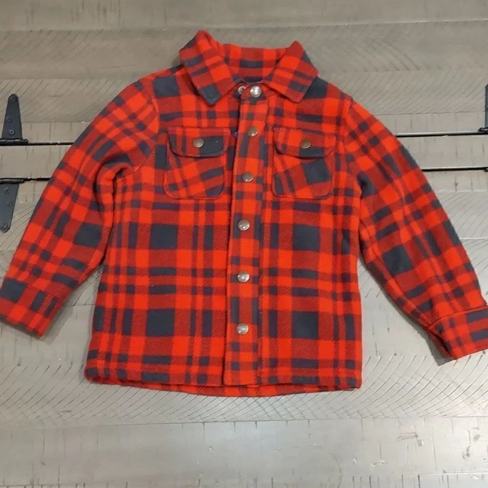 Old Navy Red Gray Buffalo Check Plaid Shacket 5T